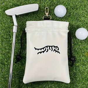 Tiger Woods Inspired White Drawstring Golf Pouch Bag